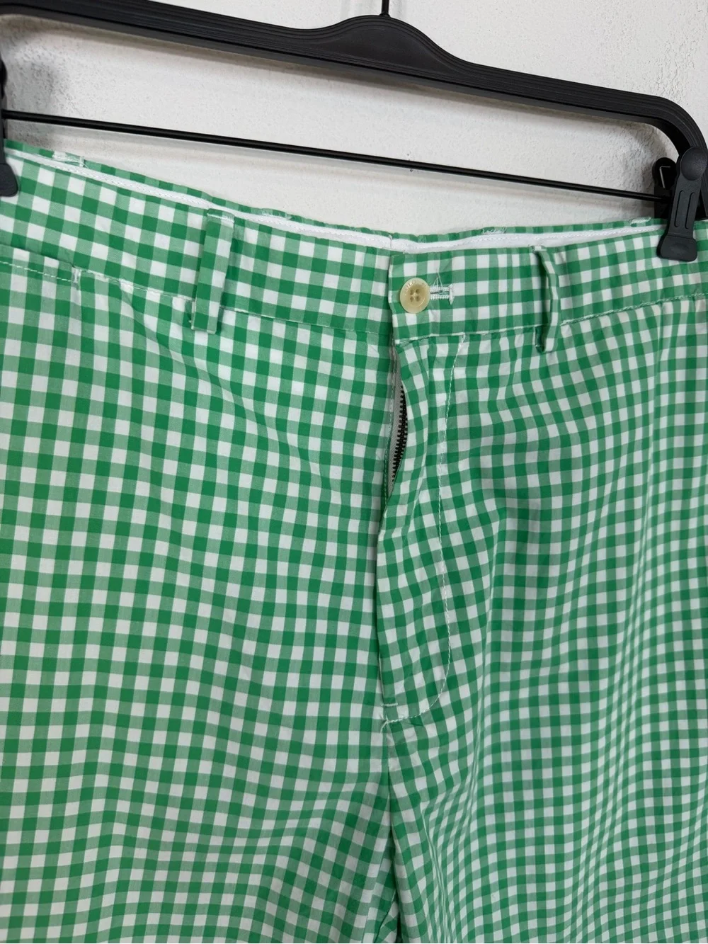 Polo Golf White Green Gingham Shorts RL Preppy Size 36